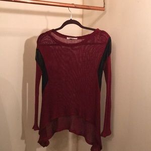 Sheer Inset High/Low Sweater
